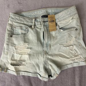 American Eagle High Rise Light Wash Jean Shorts